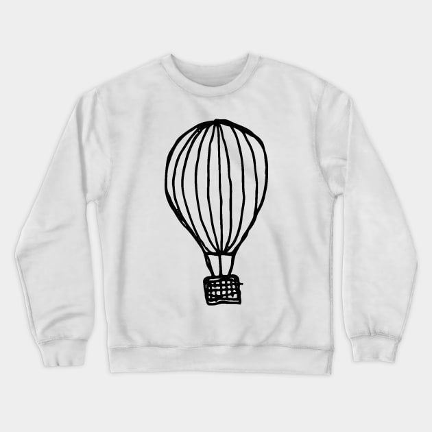 Hot Air Balloon Doodle Black Crewneck Sweatshirt by Mijumi Doodles